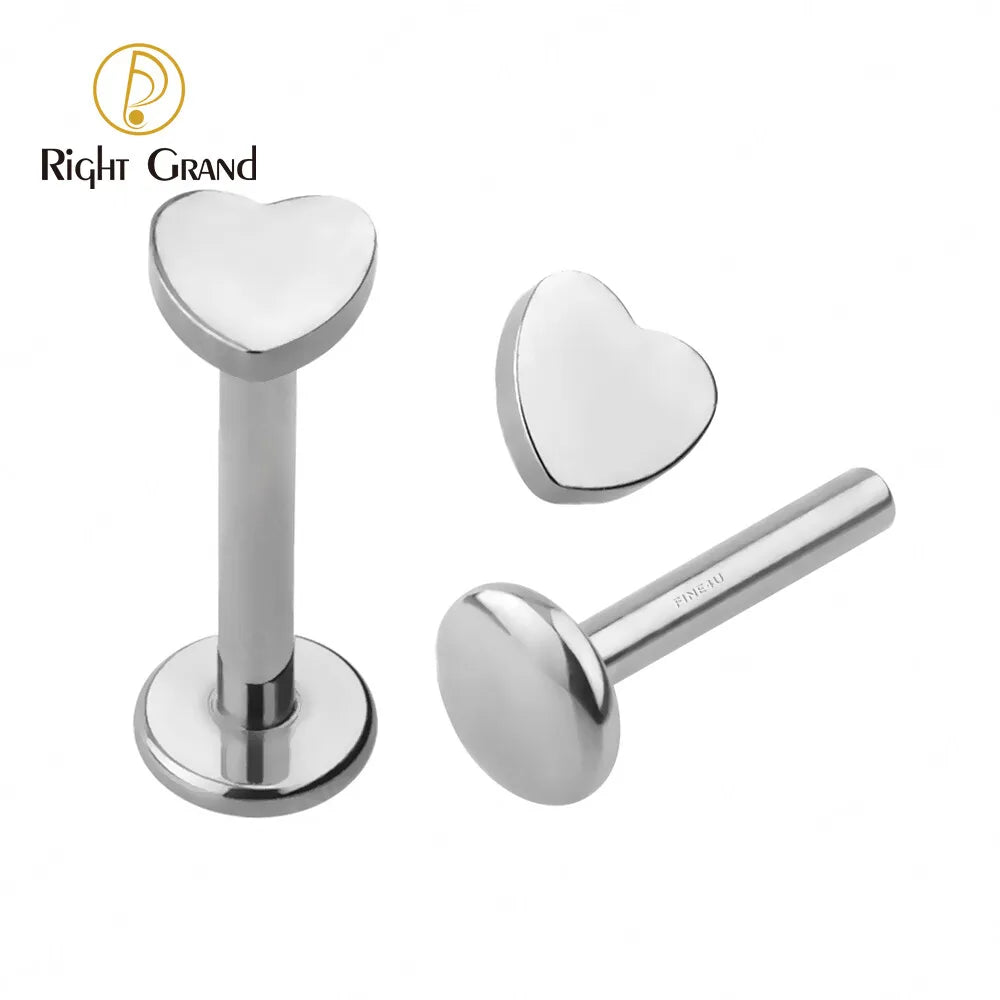 Titanium Accessories ASTM F136 Titanium Internally Threaded  Heart Shape Labret Piercing Body Jewelry