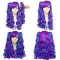 Wholesale 65cm Long Wave Anime Cosplay Wig Multi Colors Mixed Synthetic Heat Resistant Lolita Hair Wig With Two Ponytails