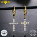 Woman Man Fashion Cross Hoop Earrings S925 Silver 14k 18k Gold Plated Yellow White Moissanite Diamond Gem Drop Earrings