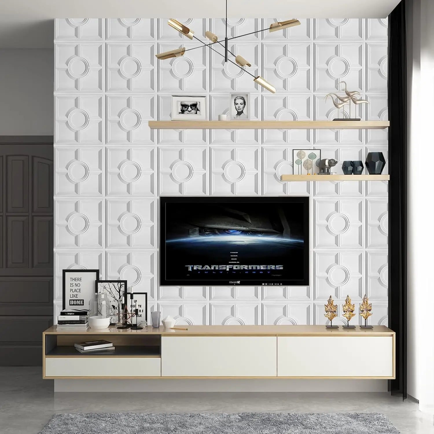 3D PVC Wall Panels Decorative Drop Ceiling Tile Glue up Ceiling Panel Square-White Designing Panels Boards