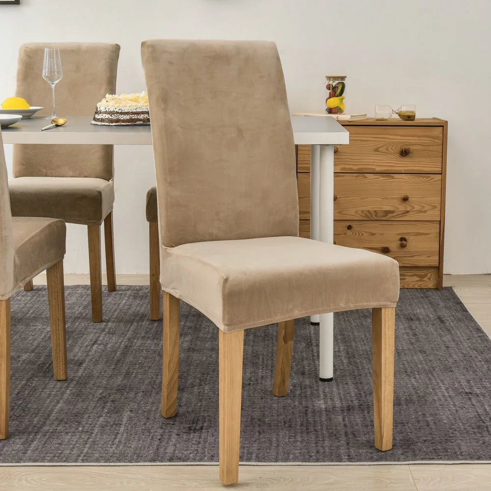 Universal Size Pure Velvet Fabric Chair Slipcovers Polyester Stretch Chair Covers for Home and Wedding Use