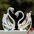 DIY Fashionable Glass Crystal Swan Couple Figurines Custom Crystal Swan For Wedding Souvenirs