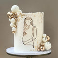 Mom to Be Face Art Line Acrylic Cake Charm Mirror Gold Cake Topper Cake Decorations