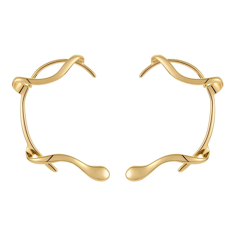 Original Design 18K Gold Plated Brass Jewelry Irregular Branches Ear Cuff Non-Piercing Clip on Party Earrings E221375