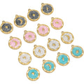 5Pcs Cute 15*18mm Stainless Steel Round Enamel Charms Pendants for Necklace Making Earrings DIY Jewelry Accessories