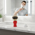 2024 JDK Synthetic Vegan Brush Hair Knot with Pure Black Engineered Acrylic Handle Shaving Brush for Men