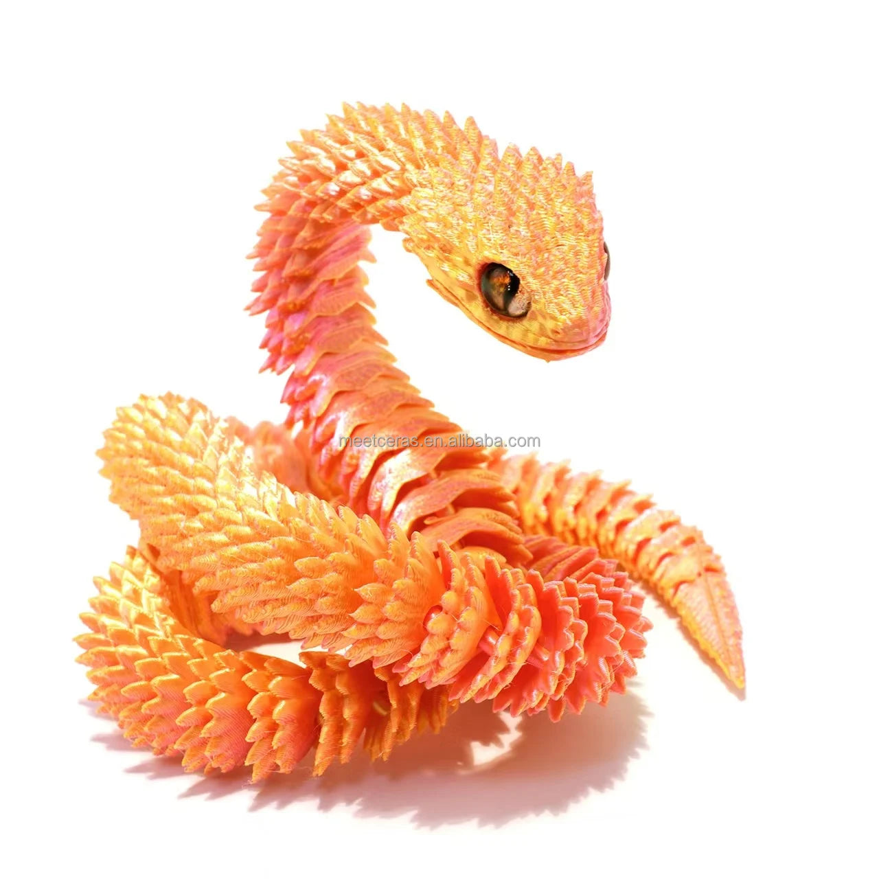 Full-Color 3D Printed Snake Toy Stainless Steel Christmas Decorations and Chinese New Year Gift for Collectors