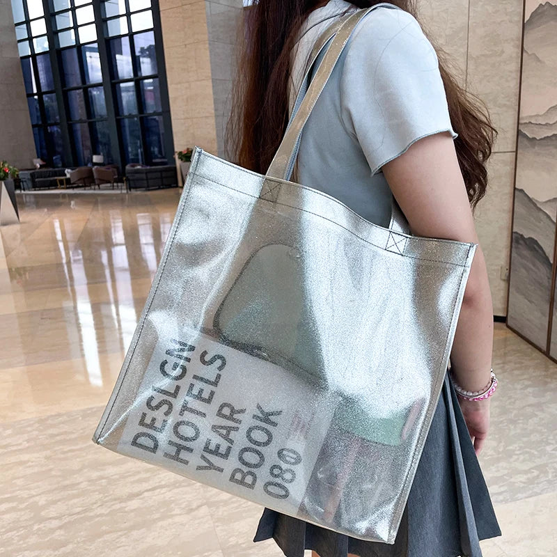 Large Capacity Waterproof Transparent Pvc Tote Bag Summer Beach Picnic Swim Shopping Travel Storage Handbags