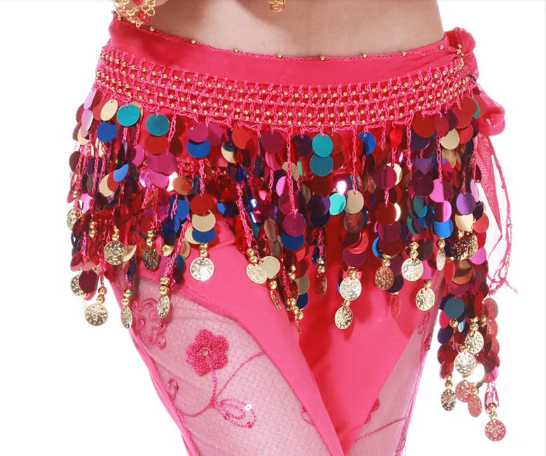 Hot Belly Dance Costumes Sequins Tassel Indian Belly Dance Hip Scarf for Women Belly Dancing Belt Wholesales