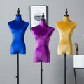 Female Rose Red Velvet MannequinNormal Quality Women Dress Form TorsoHalf Body Model With Plated Golden Arms