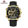 NAVIFORCE New Men's Quartz Watch Fashion Casual Sports Business Leather Watch Waterproof Dual Time Digital Relogio Masculino