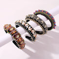 HOVANCI Luxury Fancy Coloured Diamond Headband Vintage Baroque Velvet Puff Sponge Exquisite Beaded Rhinestone Crystal Headband