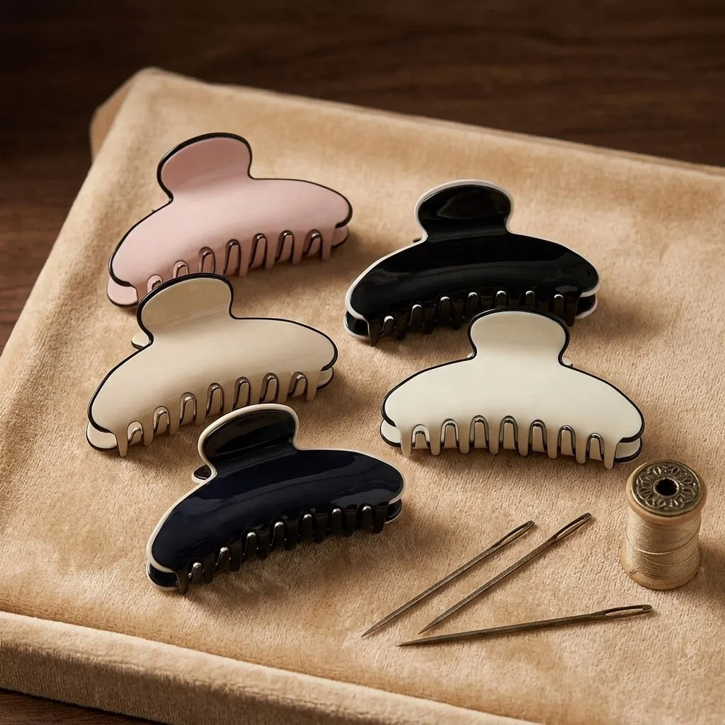 BSCI Audited Hair Accessories Factory Wholesale 10.5cm Big French Design Cellulose Acetate Hair  Claw Clip for Women Girls