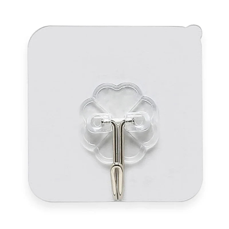 Heavy-Duty Transparent Plastic Wall Hook Seamless Adhesive for Door Mount Waterproof and Flexible Towel Bathrobe Coats