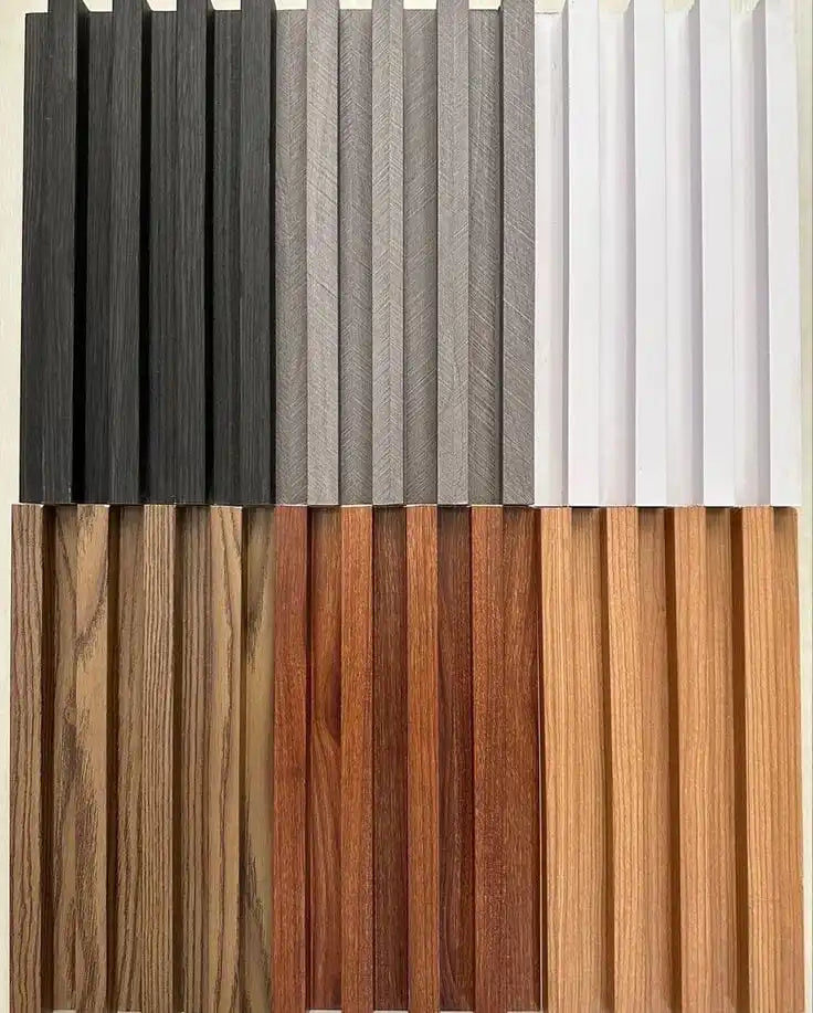 Teak Color WPC Interior Wall Panels PVC Wood Wall Panel for Living Room Hotel Villa Apartment Easy Interlocking Textured Lambrin