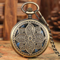 Luxury Flower Mandala Skeleton Hand Wind Mechanical Pocket Watch Full Hunter Steampunk Locket Watch Pendant With Fob Chain