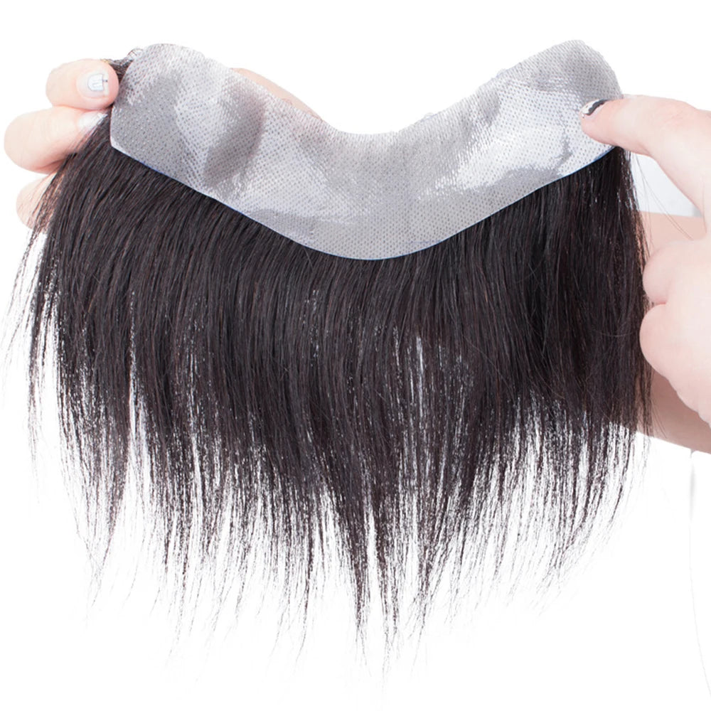 Invisible Frontal Hairline Toupee for Asian Men Natural V-Shape Shadow Effect Frontal Hairpiece for Forehead Loss Easy to Wear