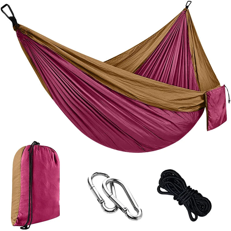 Factory Customized 100% Nylon Parachute Fabric Portable Ultralight Camping Hammock with Carry Bag