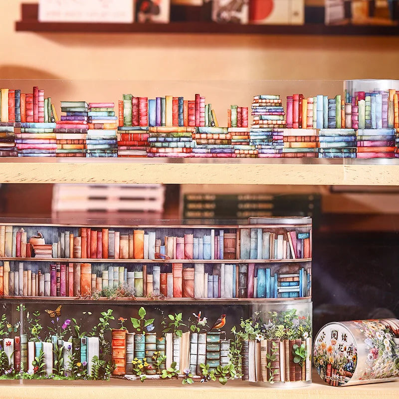 1Roll PET Tape Book Ocean Cruise Series Reading Landscape Theme Material DIY Tape MegaBDM