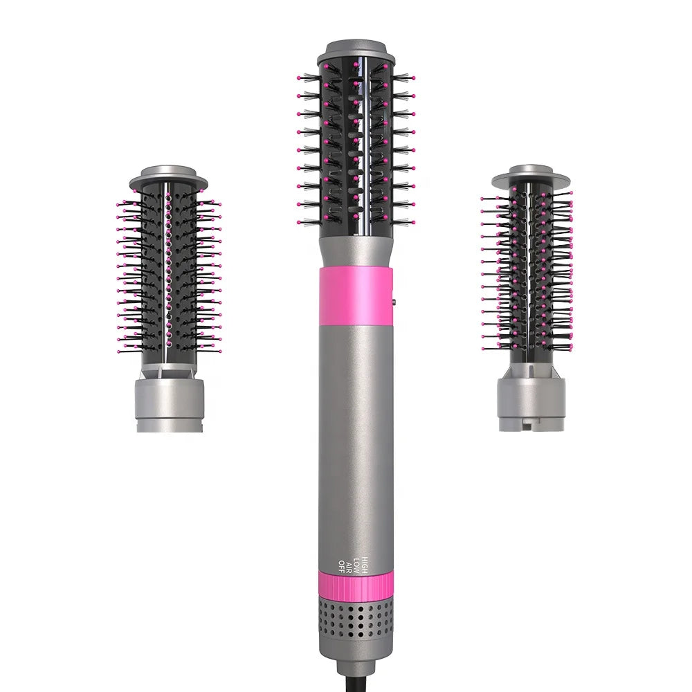 Newly Launched 3 in 1 Interchangeable Brush Head Hair Straightener & Curler Brush Sets Custom Fast Dry Hair Dryer Brush