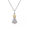 Custom 925 Sterling Silver Christmas Fashion Fine Jewelry Necklace Pave Zircon Christmas Tree Pendant Necklaces for Women