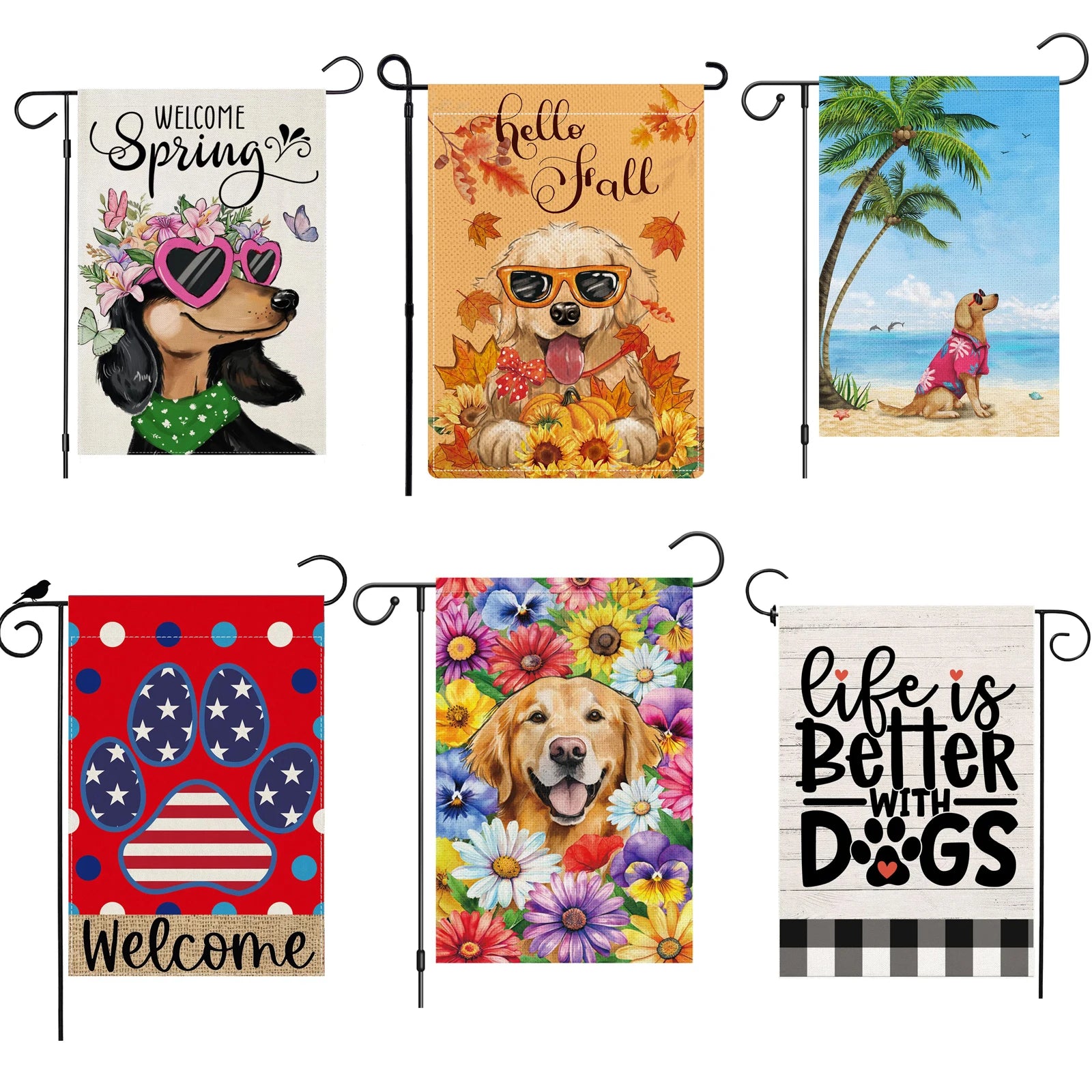Wholesale Sublimation Promotion Dog Garden Flag Porch Set Blank Free Sample Directly Delivery Double Side Waterproof
