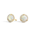 Milskye Exquisite halo Diamonds 925 Sterling Silver Opal Stud Earrings Women Accessories