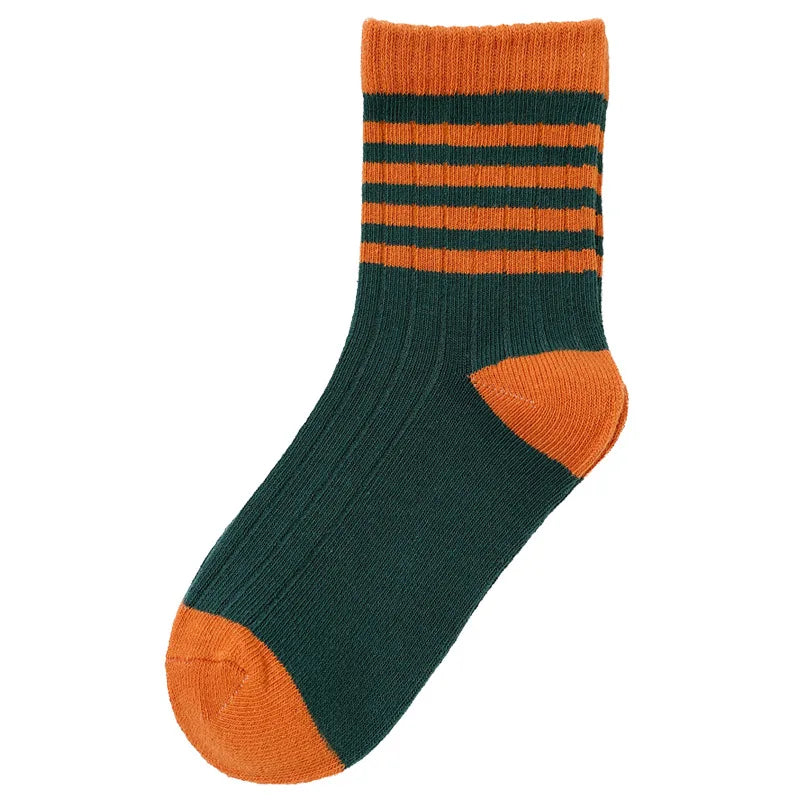 Bulk High Quality Winter Stripe Kids Short Socks Baby Young Cute Girl Boys Cotton Crew School Shoes Socks Students Med Tube