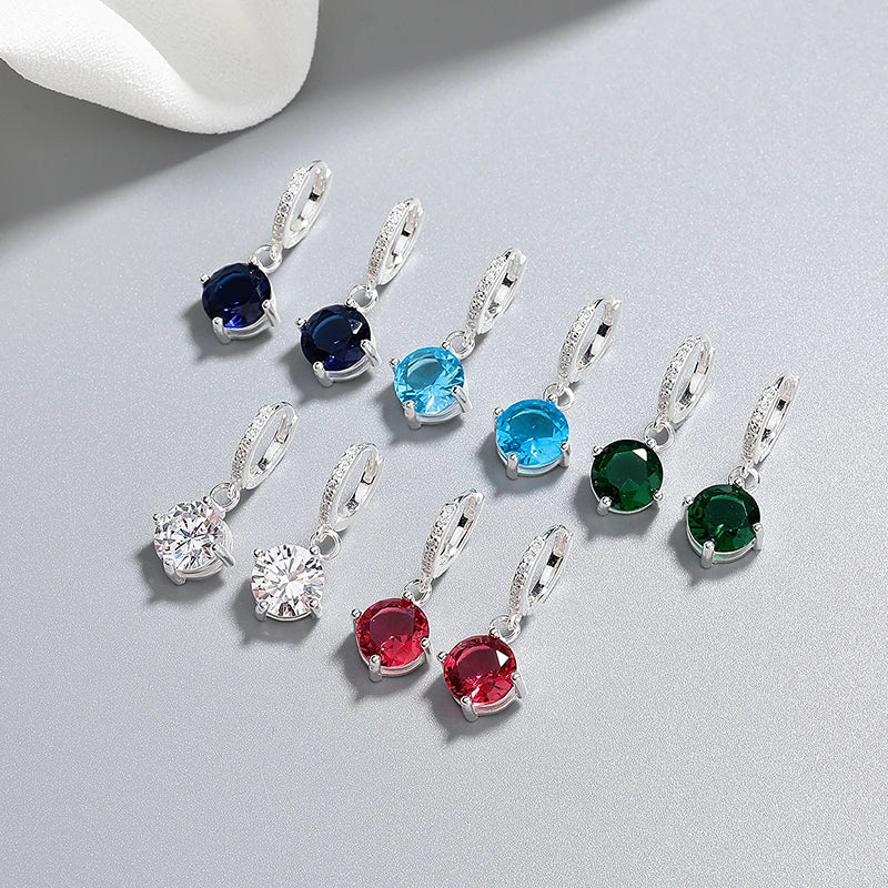 Wholesale Colored AAA Zircon S925 Silver Drop Earrings Stylish Choice Fashion Jewelry for Women