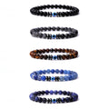 Luxury 6mm Tiger Eye Crystal Lava Beaded Strand Bracelet Healing Jade for Men and Women Christian Religious Symbol