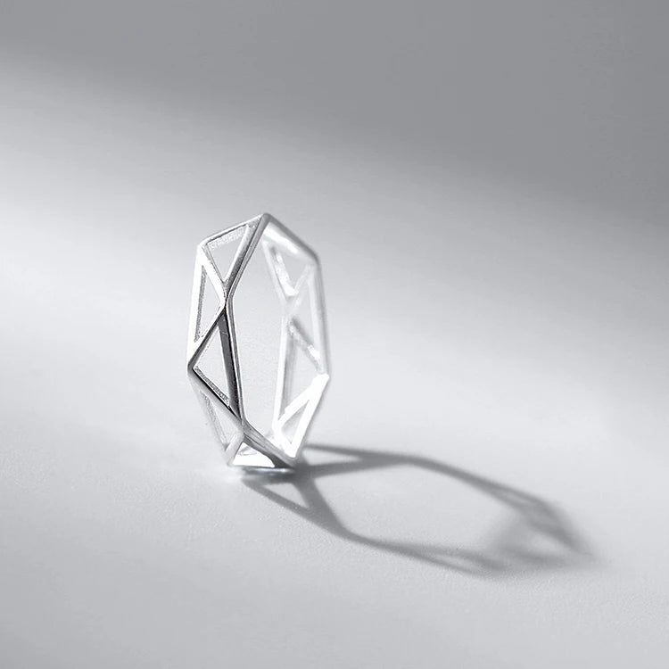 Geometric Triangle Silver Plated Rings Open Ring for Women Korean Jewelry 2021