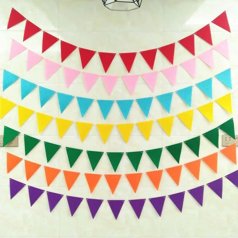Colorful Non-Woven Triangle Flag Party Banners for Holiday Birthday Shopping Mall Celebrations Scenes Layout