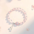 925 Silver Trendy Obsidian Cherry Blossom Beaded Handmade Couple Bracelet for Parties and Weddings