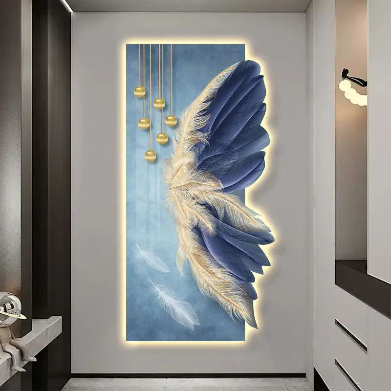 Modern Acrylic LED Wall Light Simple Living Room Bedroom Bed Sofa Corridor Feather Wall Light Painting