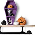 Mysterious Oddities Coffin Shelf - Spooky Gothic Decor for the Home - Purple Hanging Wooden Shelf for Wall or Table Top - 14 in