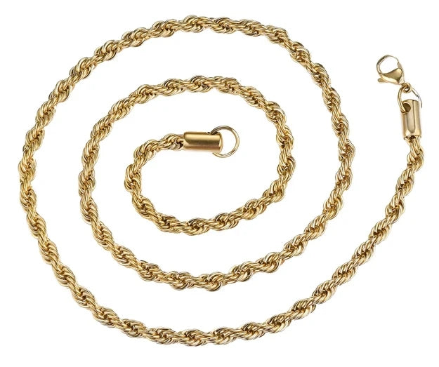 3mm Wholesale Twisted 14k Gold Plated Franco Figaro Oro Laminado Link Chain Necklace Filled Cable Rope Chain