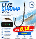 Live Fishing Bait Shrimp Samurai Hook Mustad Hooks SML Size Shrimp Live Bait Hooks