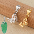 Wholesale 925 Sterling Silver Gold Plated Pendant Clip Clasp Hollow Butterfly Pinch Clip Clasp Bail for Jade Gems Jewelry