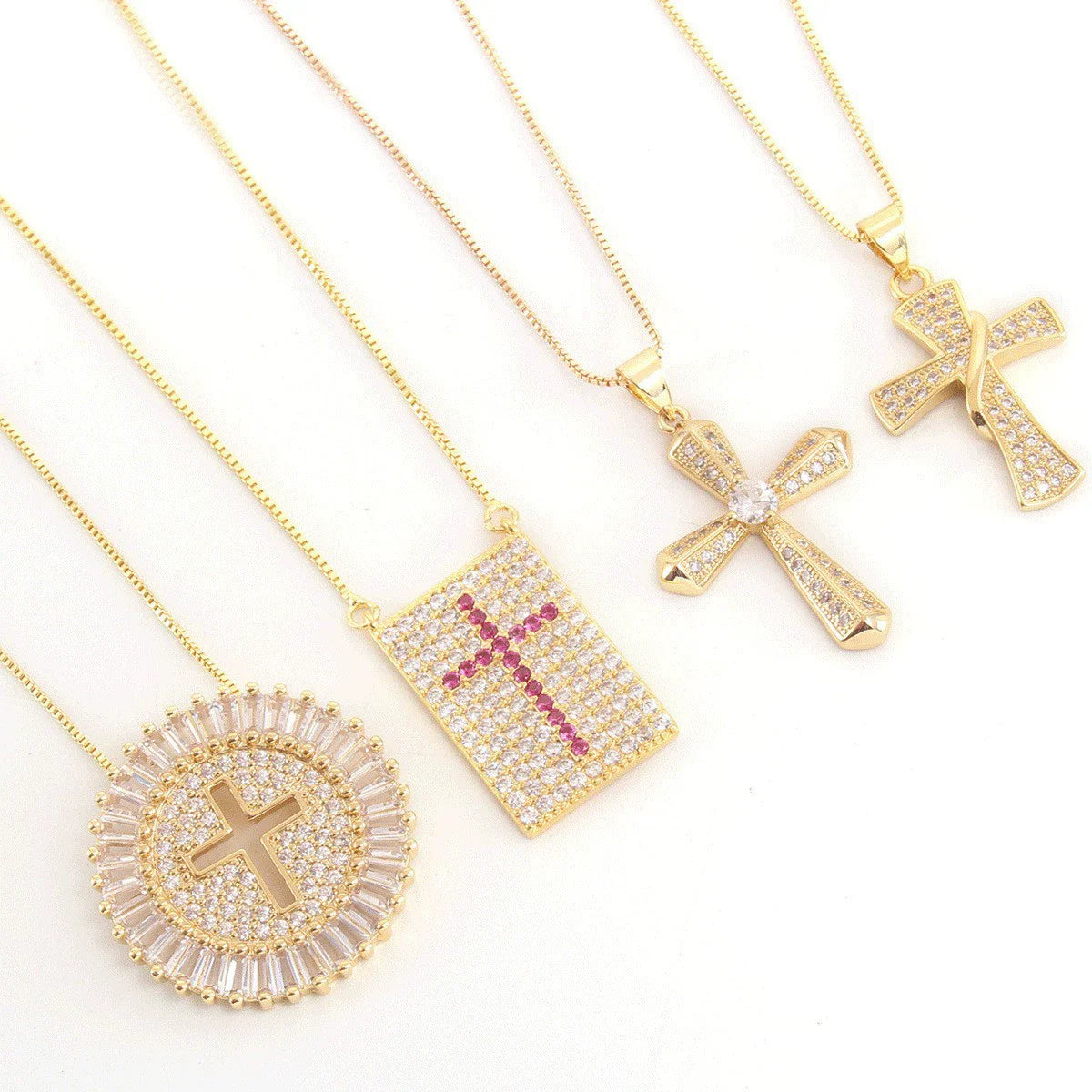 Hip Hop Cross Luxury Jewelry Scapular Religious Copper Iced Out Cubic Zircon Christianity Jesus Cross Pendant Necklace for Women
