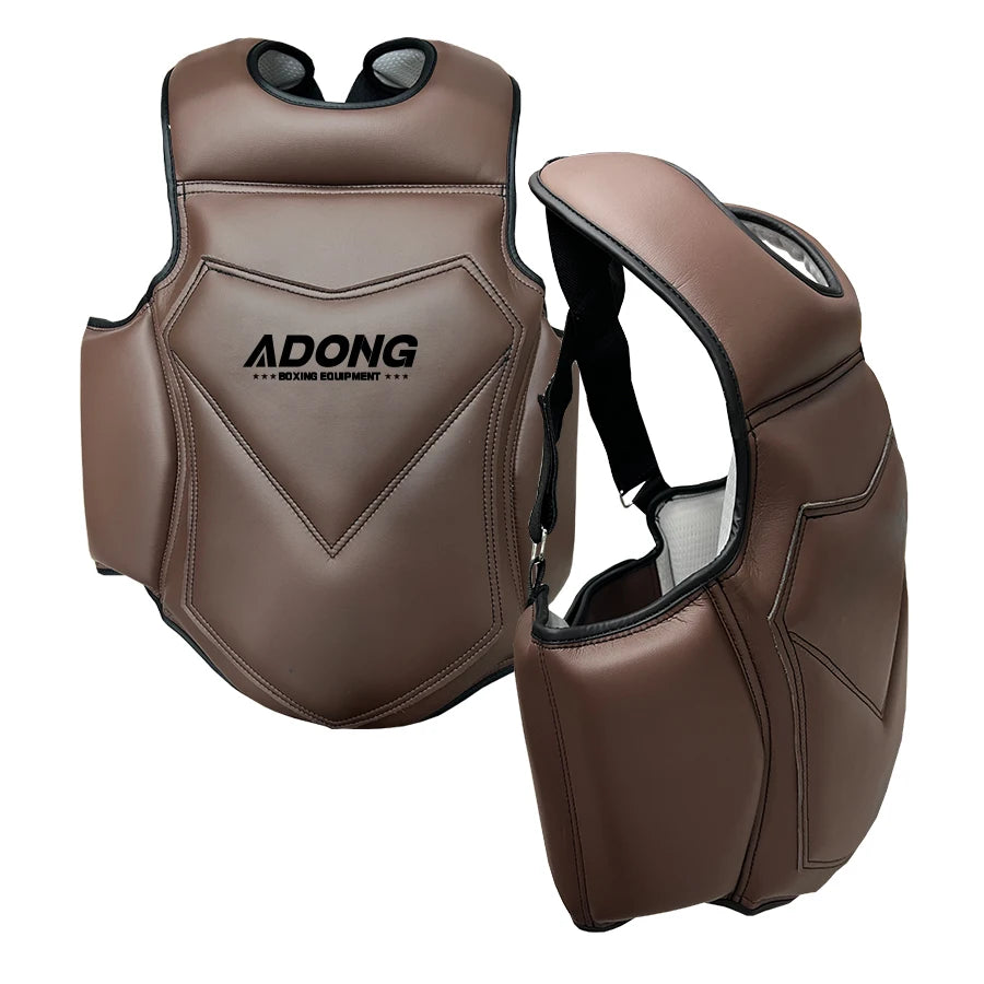 AIDONG Leather Customize Logo Professional Boxing Body Protector Chest Guard for Thai MMA Karate Taekwondo Gear