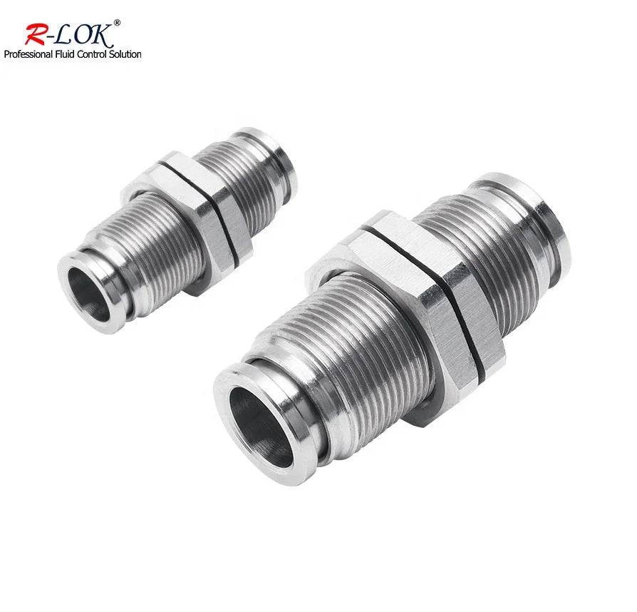 China Supplier Pneumatic Bulkhead Push Lock air Hose Quick Connect Fitting Stainless Steel Polished One Touch Connector Union
