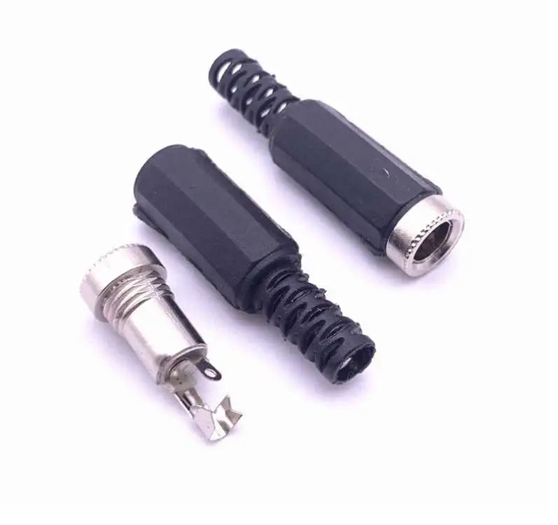 5.5x2.1mm DC Power Male Plugs Connector DC Power Socket Female Jack Screw Nut Adapter 5.5*2.1mm Connector