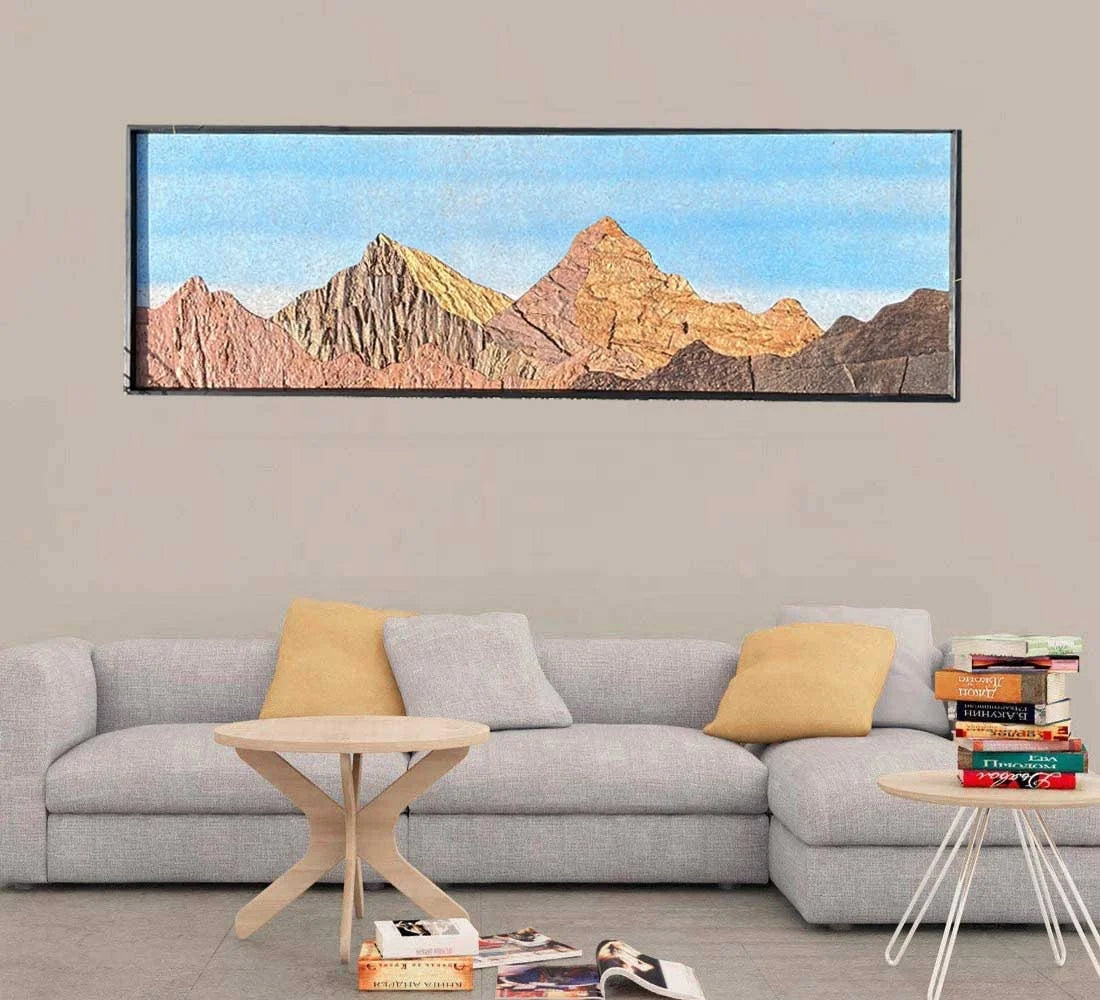 Hot Selling Impressionist Eco-Friendly Durable Safe Natural Cork Wall Art Mountain Scenery Painting for Bedroom Wall Hanging