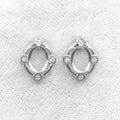 Sterling Silver 6*8mm Semi Mount Stud Earrings Empty Support Blank Claws Setting S925 Base Without Center Stone for DIY Inlay