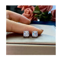 Hot Sale 7*7mm Vintage Asscher  Cut Zrconia Diamond 925 Sterling Silver Stud Earring
