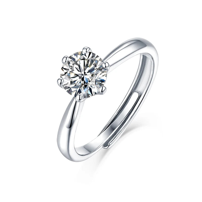 Classic Hot Selling 925 Sterling Silver 1CT 2CT 6 Prong Claw Engagement VVS D Level Moissanite Wedding Rings White Gold Plated