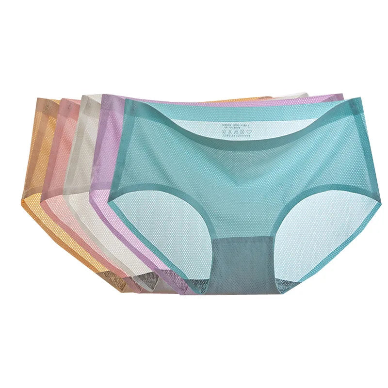 Mid Waist Solid Color Mesh Ladies Panties Seamless Underwear Panty Nake Feeling for Women