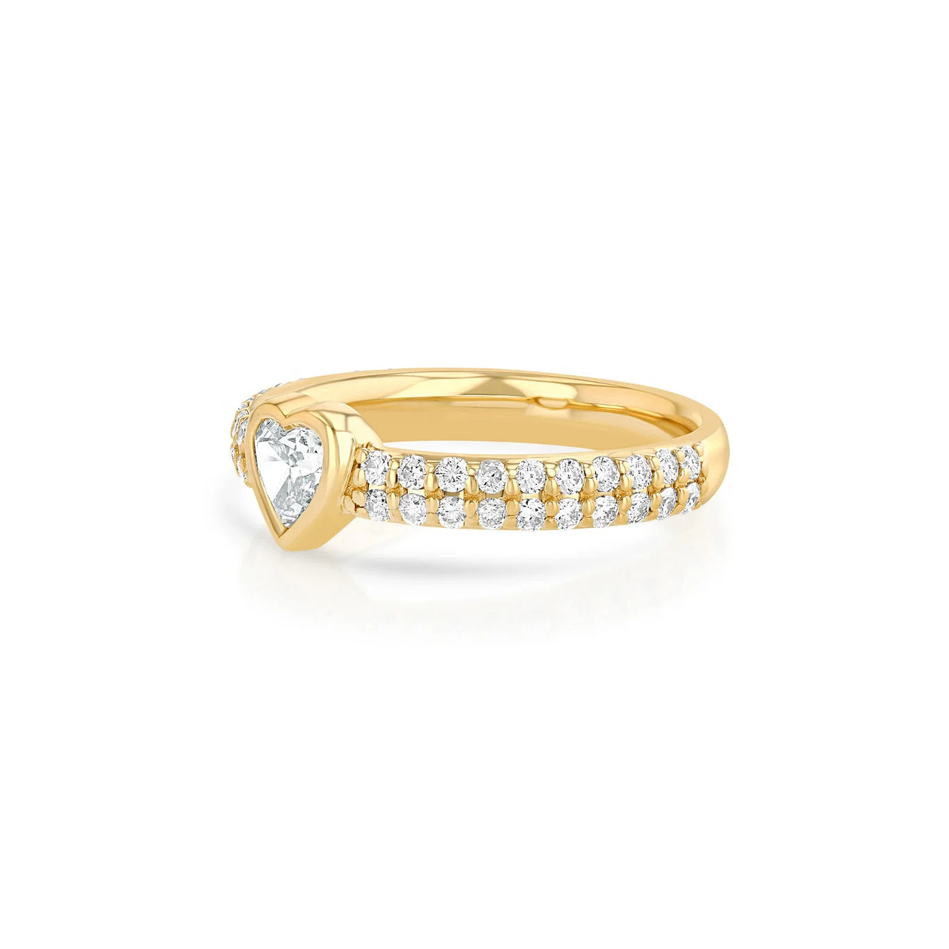 Custom Silver Jewelry 925 Silver Double Row of Pave Diamond Heart-Shaped Gemstone Ring for Women Stacking Wedding Gift