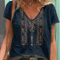 Summer Women'S Blouses Shirts V-Neck Fashion Sexy Blouse Ladies Loose Top Short-Sleeve Vacation T Shirt