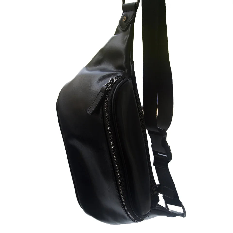Hot Selling New Money Pack Wholesale Men's Outdoor Sports Running Shoulder Soft Pu Leather Belt Purse Recycled Urban Chest Bag